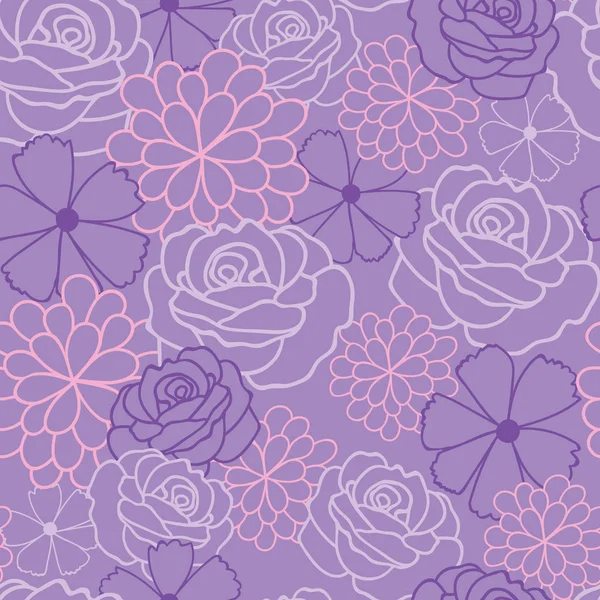 Purple flowers texture vector pattern. — Stock Vector