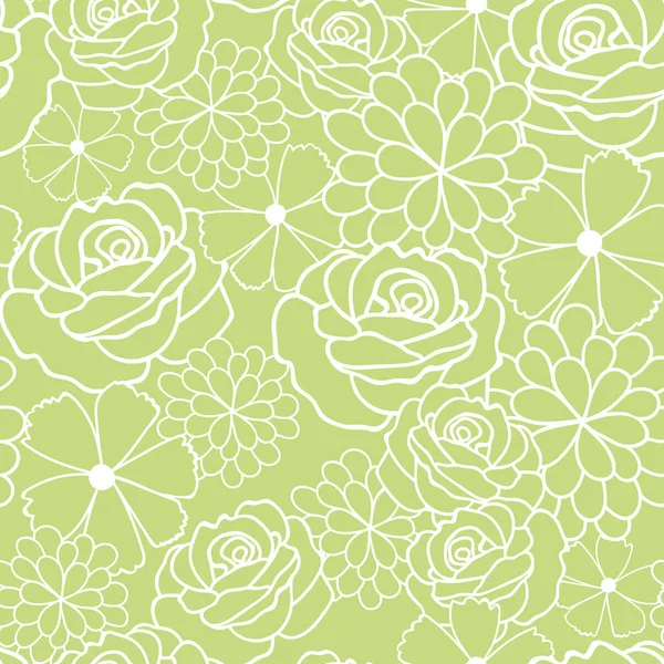 Green flowers texture vector pattern. — Stock Vector