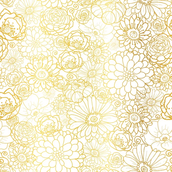 Goldene Blumen Textur Vektormuster. — Stockvektor