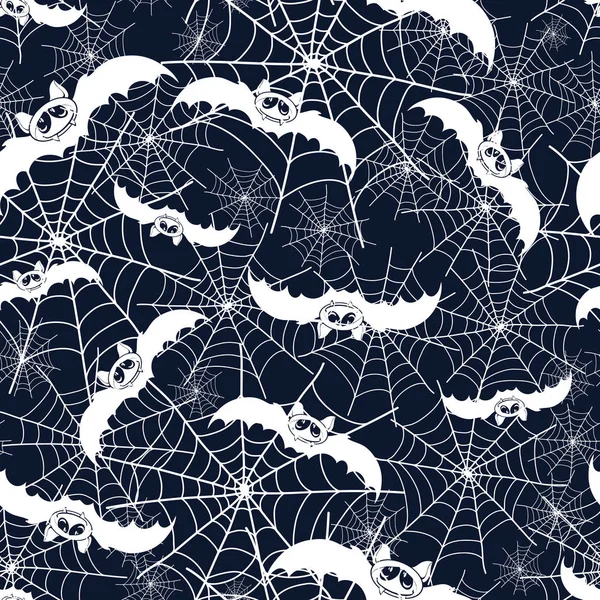 Halloween Fledermäuse und Spinnennetz nahtlose Muster. — Stockvektor
