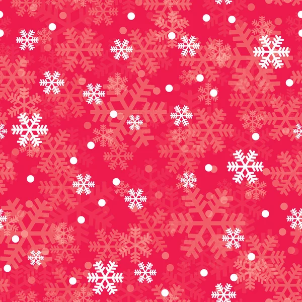 Red Christmas sneeuwvlokken naadloze patroon — Stockvector