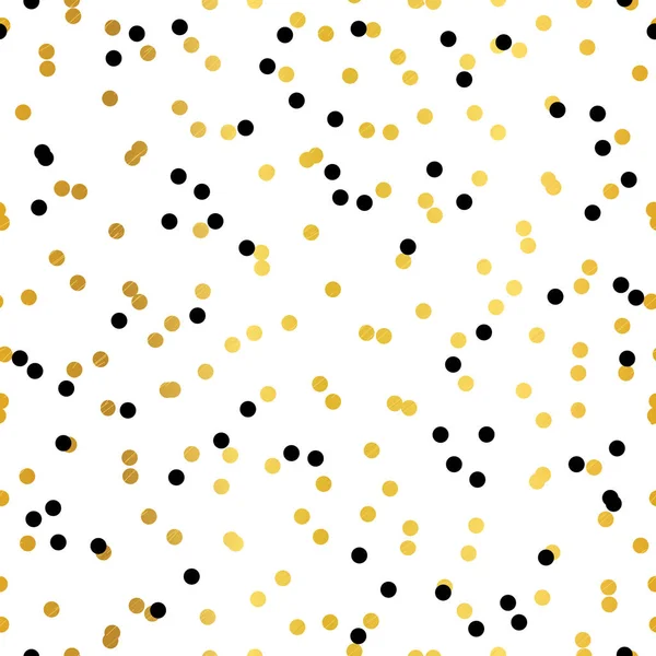 Preto e ouro confete pontos sem costura padrão —  Vetores de Stock