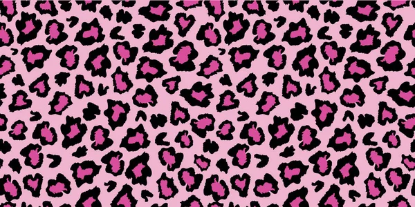 Patrón estampado de piel de leopardo rosa y negro . — Archivo Imágenes Vectoriales
