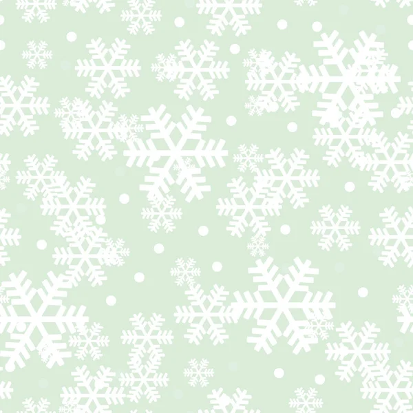 薄荷绿色圣诞雪花重复模式 — 图库矢量图片