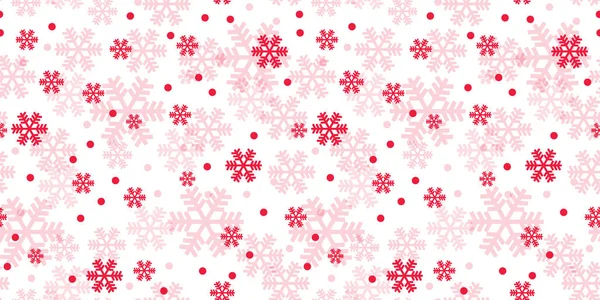 White and red Christmas snowflakes repeat pattern — Stock Vector