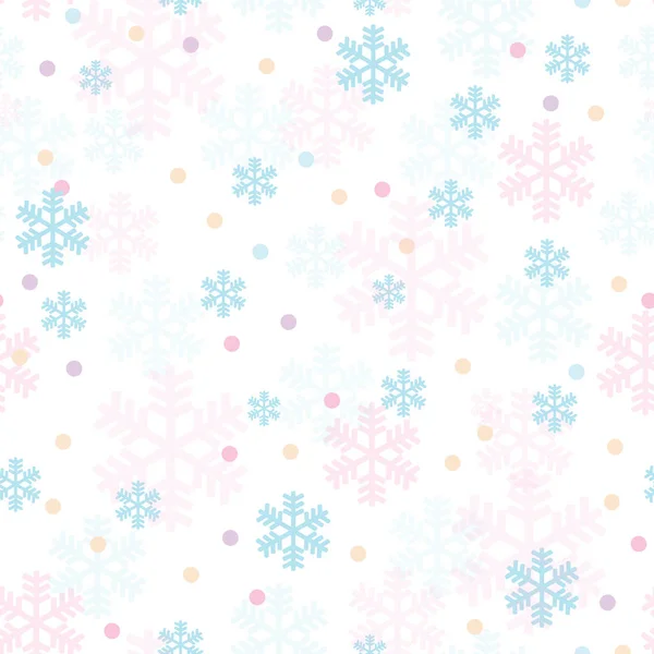 Rosa blaue Weihnachten Schneeflocken nahtloses Muster — Stockvektor