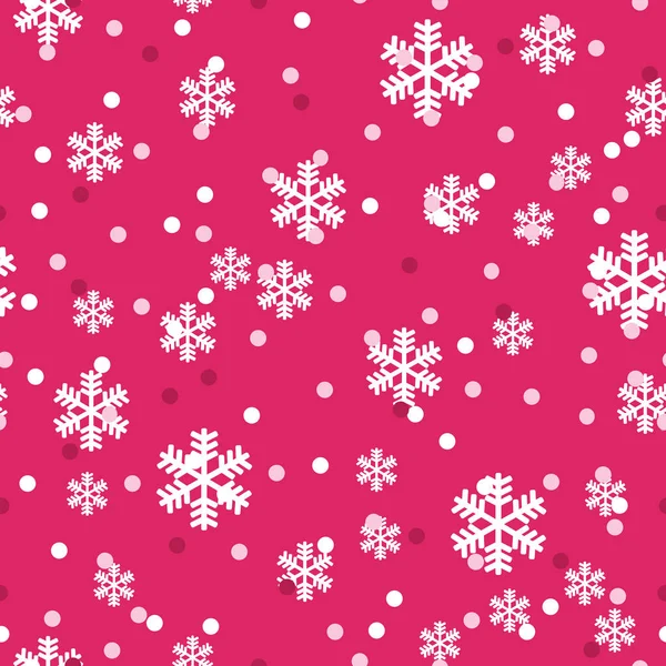 Rosso bianco fiocchi di neve di Natale modello senza soluzione di continuità — Vettoriale Stock