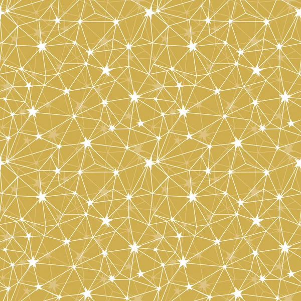 Yellow stars network vector seamless pattern. — Stock Vector