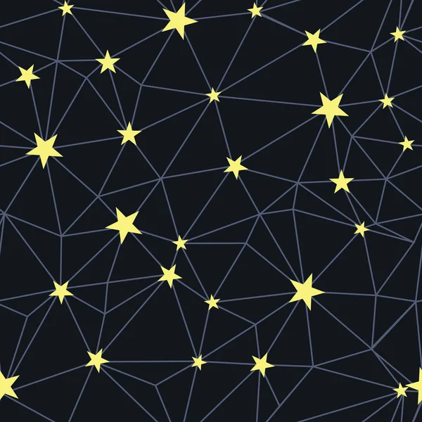 Black yellow stars network seamless pattern. — Stock Vector