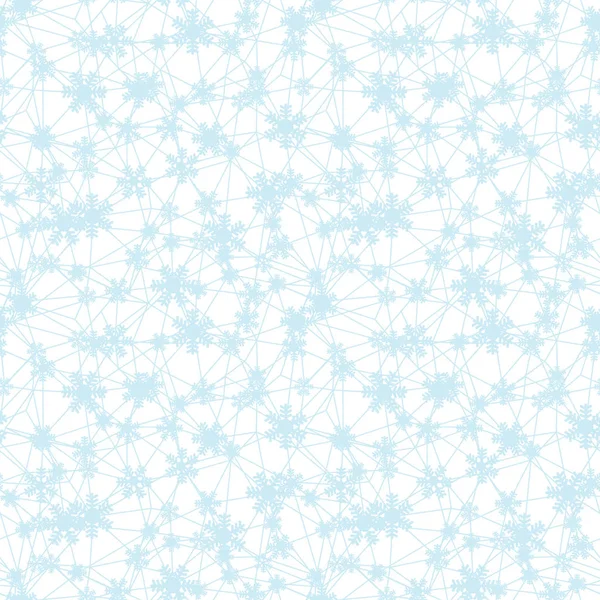 Web of blue Christmas snowflakes seamless pattern — Stock Vector