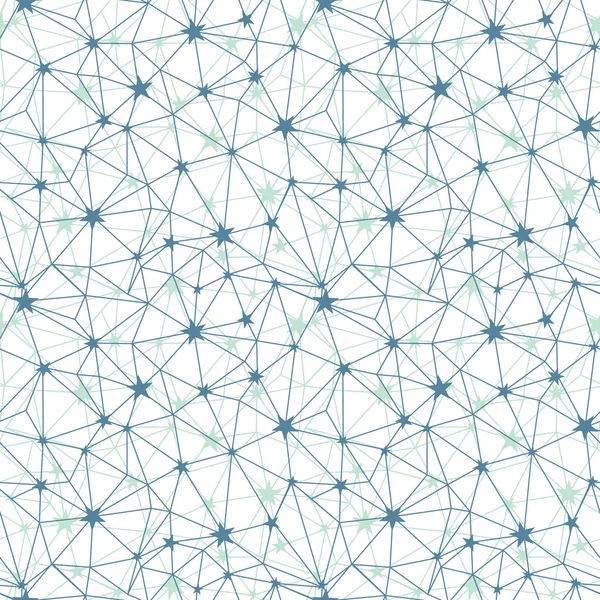 Blaue graue Sterne Netzwerk Vektor nahtlose Muster. — Stockvektor