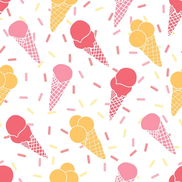 Crème glacée amusante et saupoudrer motif sans couture — Image vectorielle
