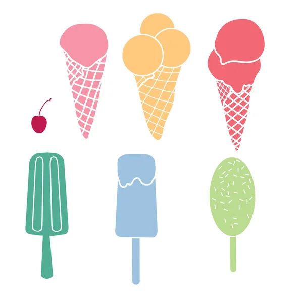 Conjunto de símbolos de helado colorido — Archivo Imágenes Vectoriales