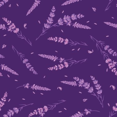 Koyu mor lavanta çiçek vektör desen.