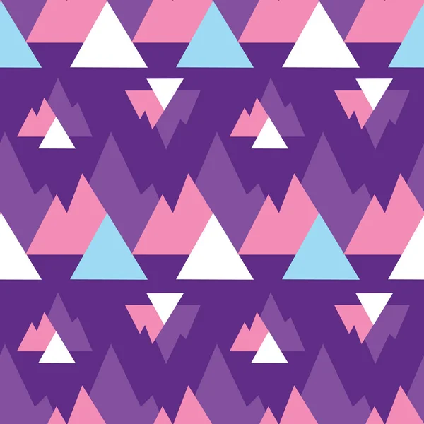 Resumen púrpura montañas triángulos patrón de impresión . — Vector de stock