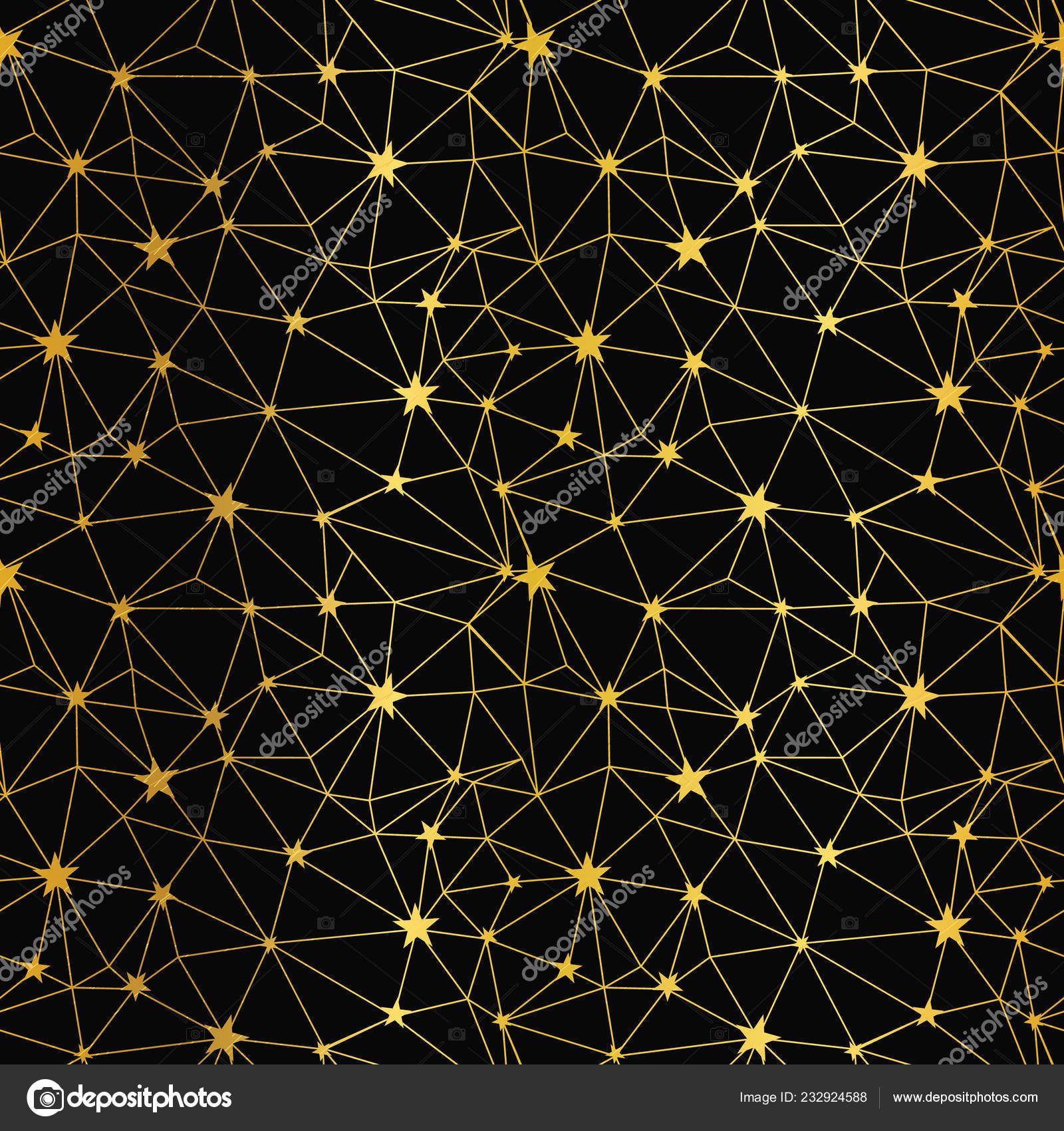 Black And Gold Stars Network Seamless Pattern Vector Image By C Oksanciaart Vector Stock