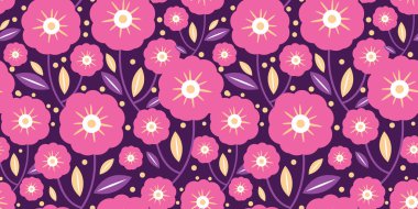 Pembe Halk çiçekler doku vektör desen.