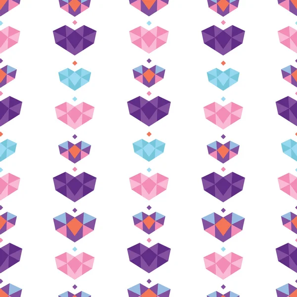 Colorful geometric hearts seamless pattern. — Stock Vector