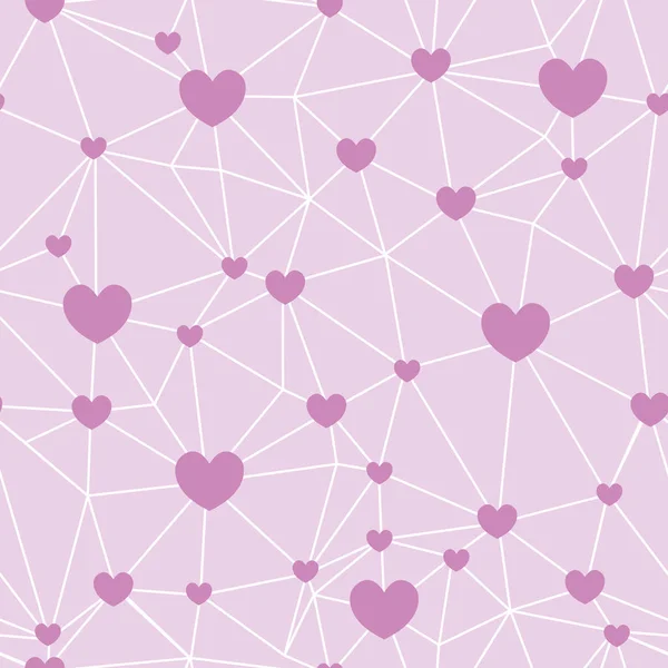 Rosa nätverk av hjärtan sömlös upprepa mönster — Stock vektor