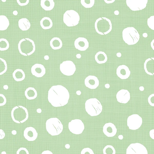 Green fabric textured circles seamless pattern print — Stock Vector