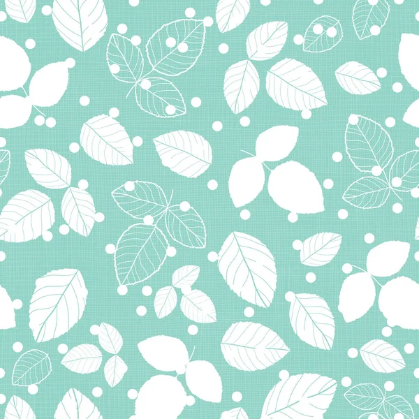 Mint green leaves textile textured repeat pattern — Stock Vector