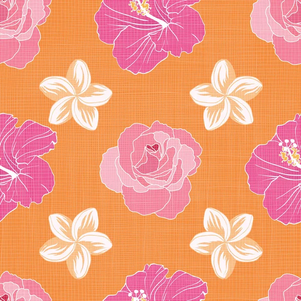 Fleurs tropicales orange sur motif sans couture — Image vectorielle