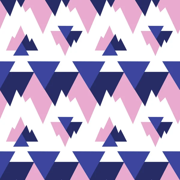 青いピンクの三角形 ikat シームレスな繰り返しパターン — ストックベクタ