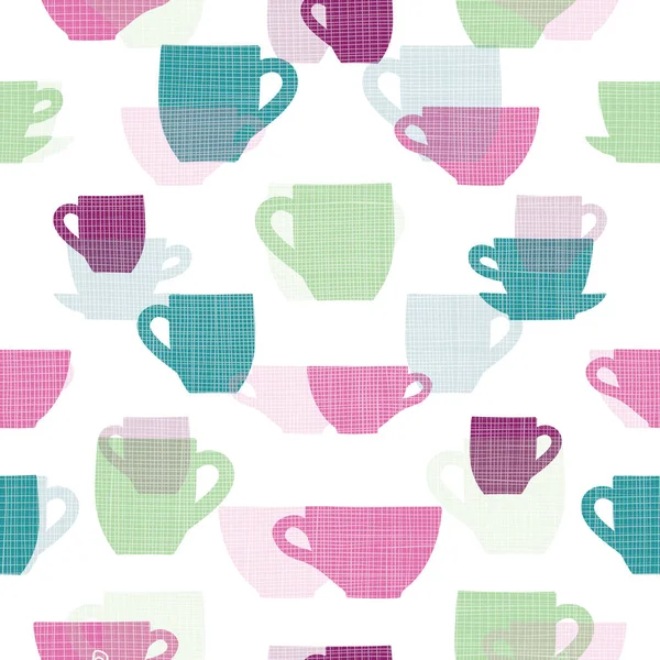 Tasses texturées en lin coloré motif vectoriel répétition — Image vectorielle