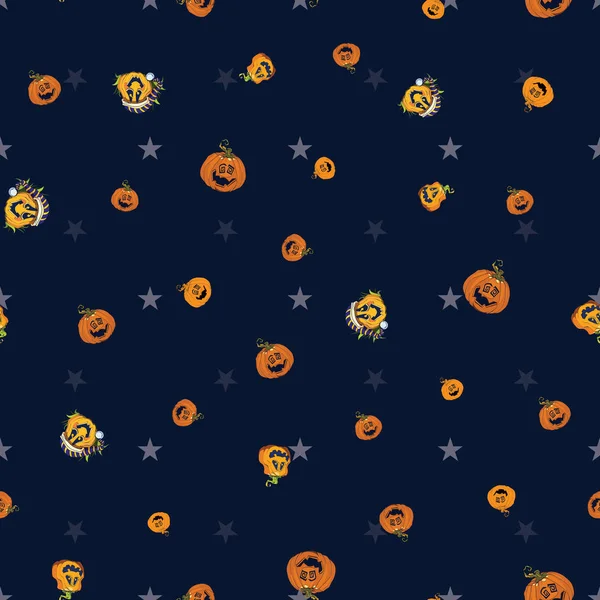 Black orange Halloween pumpkins repeat pattern. — Stock Vector