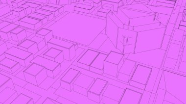 3D kroki şehir render