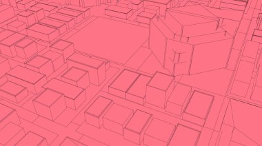 3D kroki şehir render