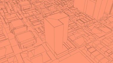 3D kroki şehir render