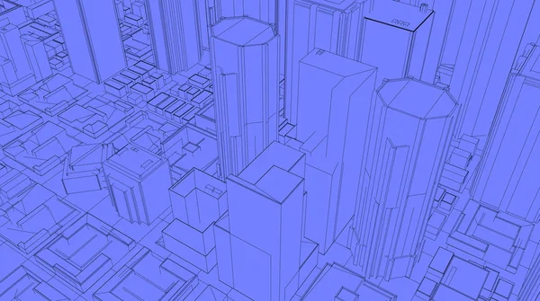 Sketch City Render — Stock Photo, Image