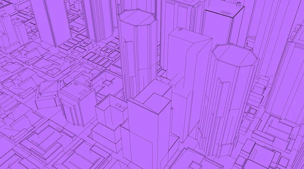 素描城市渲染 — 图库照片