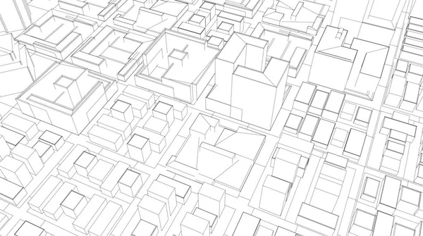 Sketch Città Rendering — Foto Stock