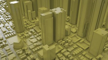3D parlak şehir render