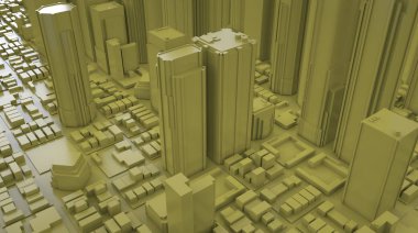 3D parlak şehir render