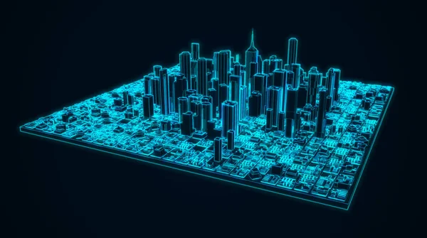 Digitales Stadtrendering Mit Futuristischem Design — Stockfoto