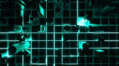 Neon parlayan şehir işleme. 3D render.