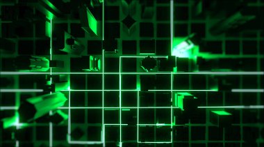 Neon parlayan şehir işleme. 3D render.