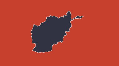 Soyut düz renkli Afganistan harita
