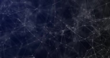 Dijital Ağ Bağlantısı. 3d render. Alan derinliği efekti ve çizgiler bağlantısı olan parçacıklarla işleme.