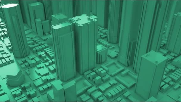抽象城市渲染 天际线鸟瞰飞行 — 图库视频影像