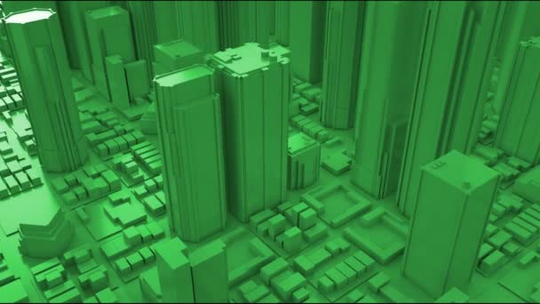 Abstract City Render Vue Aérienne Skyline Volant Rendu — Video