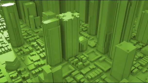 Abstract City Render. Skyline aerial view flying. 3D rendering. — Stock Footage Abstract City Render Skyline Aerial View Flying Rendering Stock Footage
