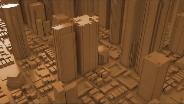 Abstract City Render Skyline Aerial View Flying Rendering — Stock Video