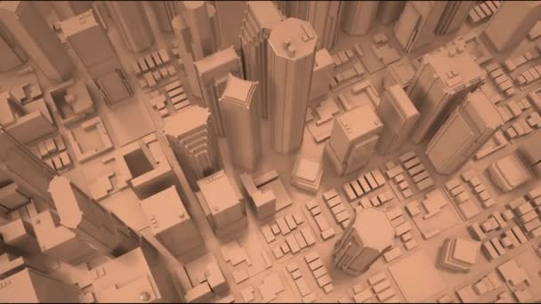 Abstract City Render Skyline Aerial View Flying Rendering — Stock Video