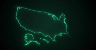 Parlayan parlak neon Amerika haritası