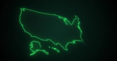 Parlayan parlak neon Amerika haritası