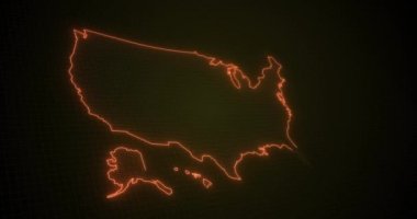 Parlayan parlak neon Amerika haritası
